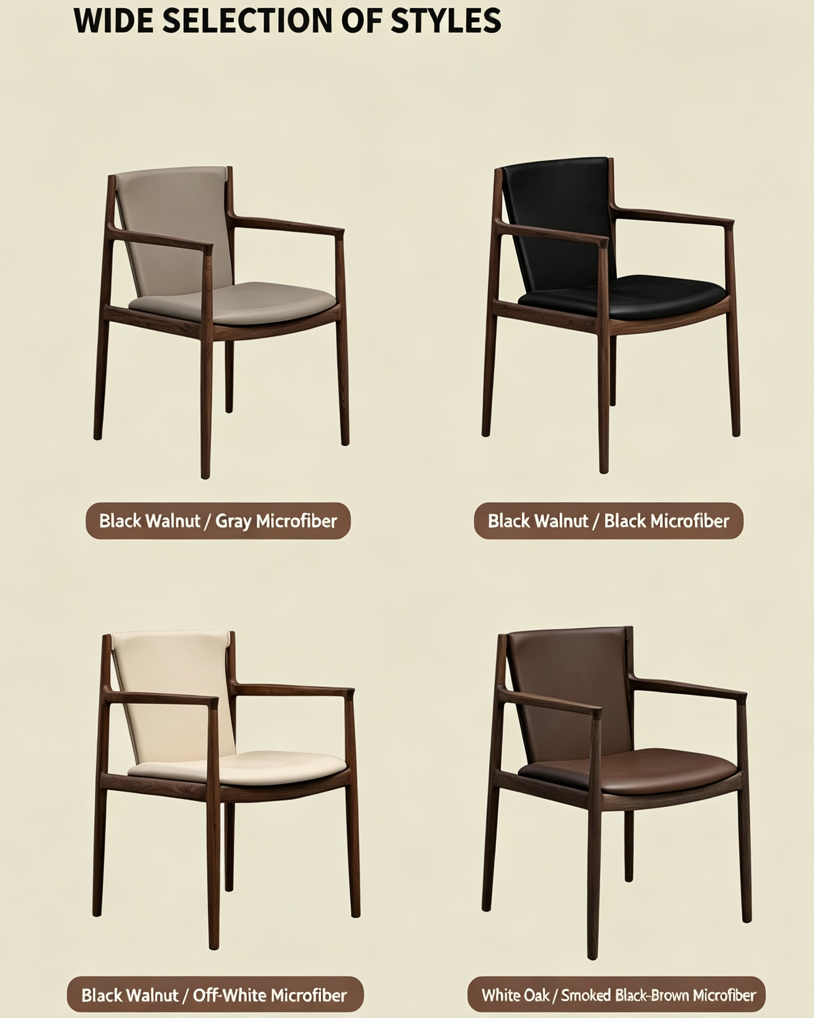 Jianchuan Chair comparison of wood materials and upholstery colors